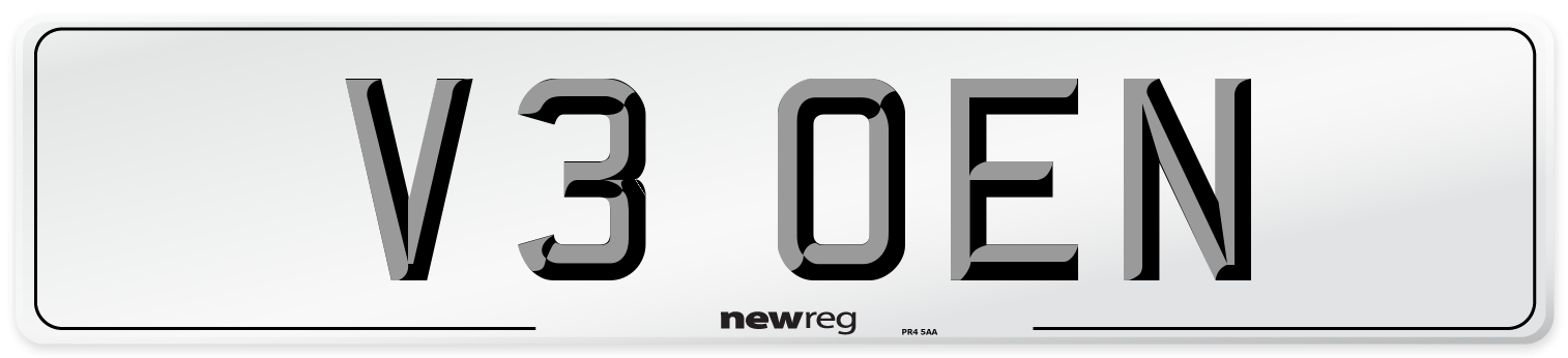 V3 OEN Number Plate from New Reg